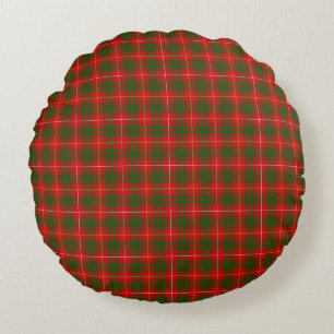 Cojín Redondo Tartan Bruce rojo verde a cuadros