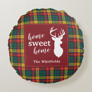 Cojín Redondo Tartan de Navidad personalizado Clan Buchanan Plai
