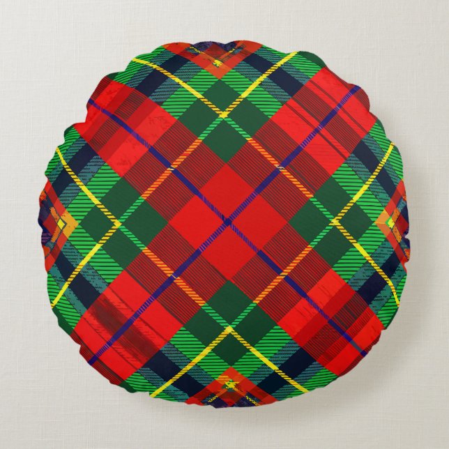 Cojín Redondo Tartan Plaid (Anverso)