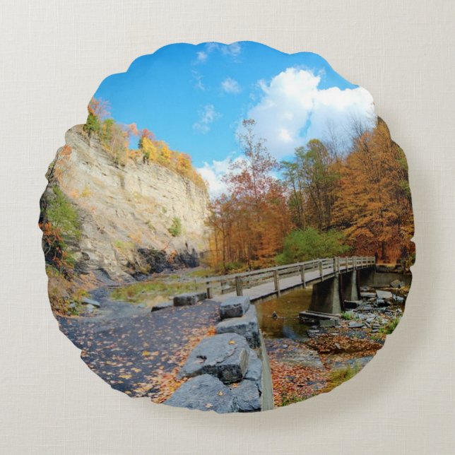 Cojín Redondo Taughannock baja parque de estado (Anverso)