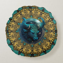 Tauro Zodiaco Tribal Terroso Dorado Verde Teal