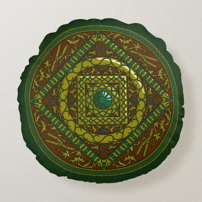 Cojín Redondo Taurus Mandala Round Pillow (Anverso)