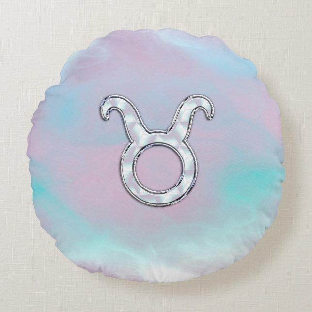 Cojín Redondo Taurus Zodiac Horóscopo de Pearl Style (Anverso)