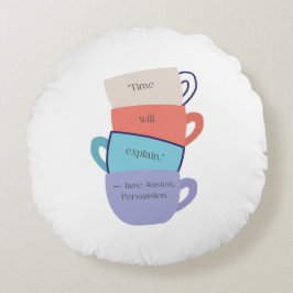 Cojín Redondo Tazas de Jane Austen