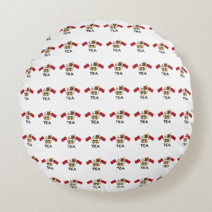 Cojín Redondo Té de Menta Marroquí, Bandera de Marruecos y Té Tr