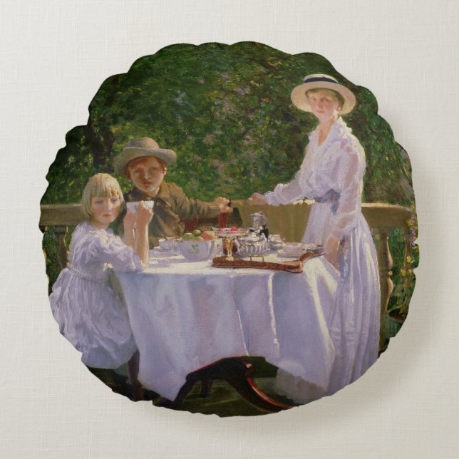 Cojín Redondo Té de verano por la tarde (Anverso)