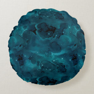 Cojín Redondo Teal Galaxy Series Design 5