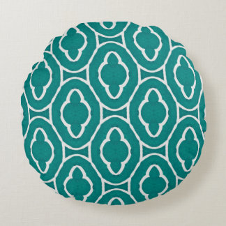 Cojín Redondo  Teal Moroccan Trellis Pattern