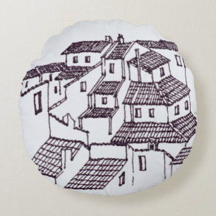 Cojín Redondo Techo de la calle de Chateaux  Niza, Francia