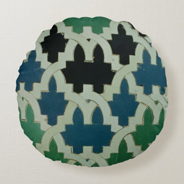 Cojín Redondo Tejas de Azulejos del trono de los sultanes (Anverso)