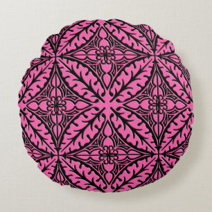Cojín Redondo Tejas marroquíes - rosado y negro fucsias