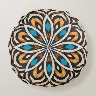 Cojín Redondo Tejido de Mandala de Flor