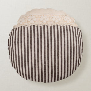 Cojín Redondo Tejido textil y encaje para fondo