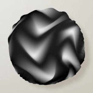 Cojín Redondo Tejidos abstractos en blanco y negro