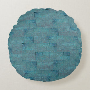 Cojín Redondo Tejidos de mosaico en forma de textura de cian a g