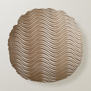 Cojín Redondo Tejidos de rayas blancas y grises