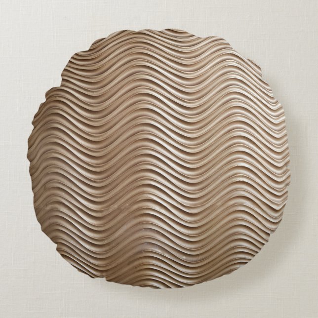 Cojín Redondo Tejidos de rayas blancas y grises (Anverso)