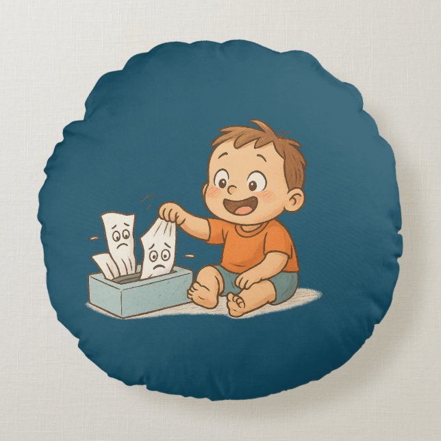 Cojín Redondo Tejidos en problemas (Anverso)