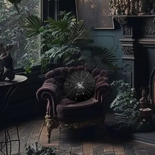 Cojín Redondo Tela de Araña Espeluznante y Tenebrosa