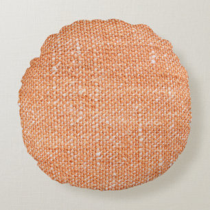 Cojín Redondo Tela de tela marrón para fondo, textura de lino