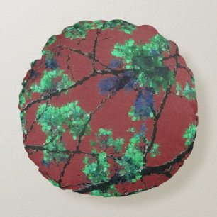 Cojín Redondo Tela floral, roja