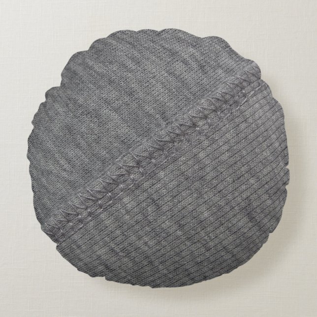 Cojín Redondo Tela gris: textura abstracta de punto. (Anverso)