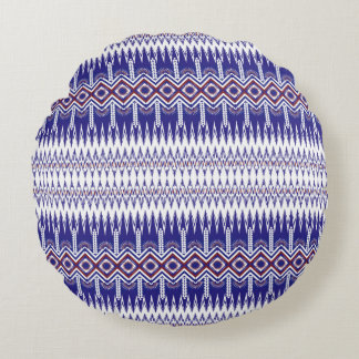 Cojín Redondo Tela índigo con imágenes de flores de colores que