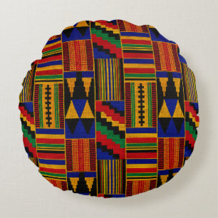 Cojín Redondo Tela Kente de estilo africano