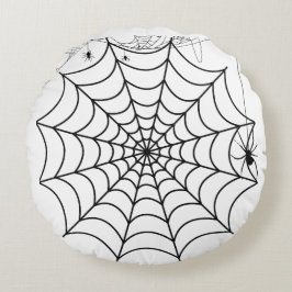 Cojín Redondo Telaraña de araña espeluznante Halloween
