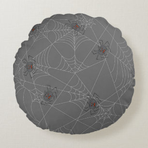 Cojín Redondo telaraña y calabazas de Halloween