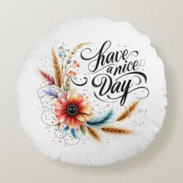 Cojín Redondo Ten un buen día floral