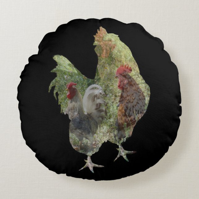 Cojín Redondo Tenía Mi Relleno De Pollo, Cushiro Redondo (Anverso)