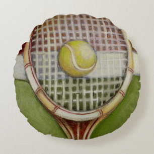 Cojín Redondo Tenis Racket con bolas en pista