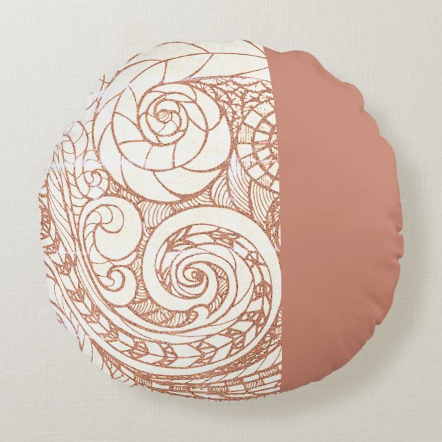 Cojín Redondo Terracotta Botanical Swirl (Anverso)