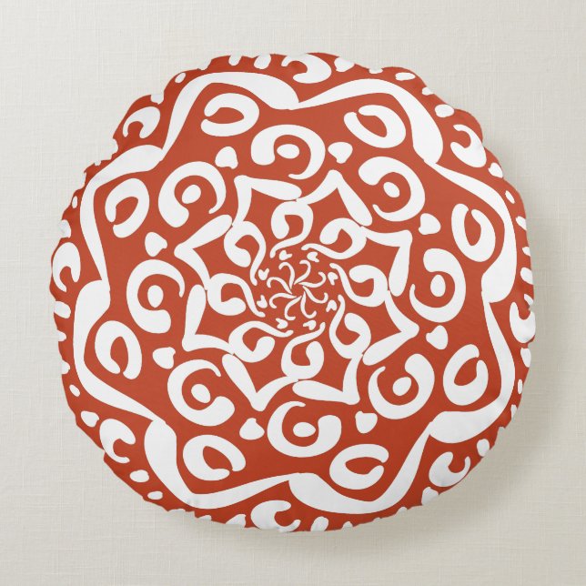 Cojín Redondo Terracotta Mandala (Anverso)