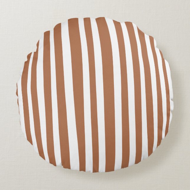 Cojín Redondo Terracotta Modern Stripes Minimalist  (Anverso)