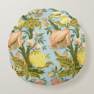 Cojín Redondo Textil Clásico Barroco Floral Frutas Damask