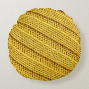 Cojín Redondo Textil de punto de color. Amarillo.