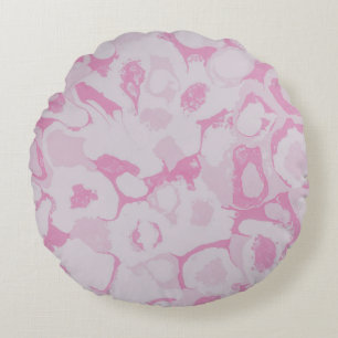 Cojín Redondo Textil floral rosa y blanco