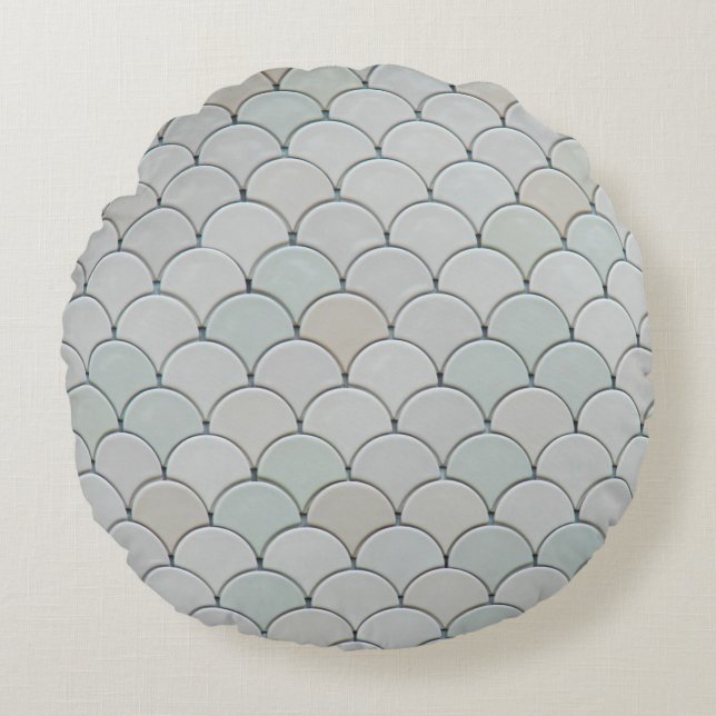 Cojín Redondo Textil gráfico gris (Anverso)