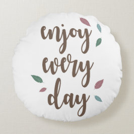 Cojín Redondo Texto de caligrafía de plumas de comillas de motiv