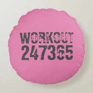 Cojín Redondo Texto desgastado y raspado Workout 247365 rosa