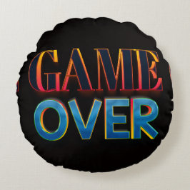 Cojín Redondo Texto en negrita “GAME OVER” en rojo