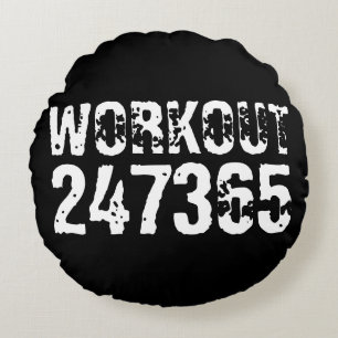 Cojín Redondo Texto grabado y desgastado Workout 247365 white