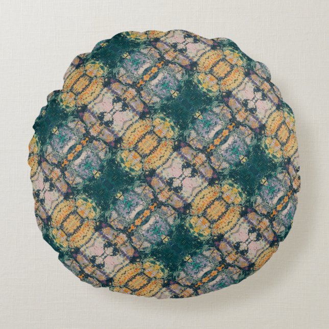 Cojín Redondo Textura #6 de obra La roca (Anverso)