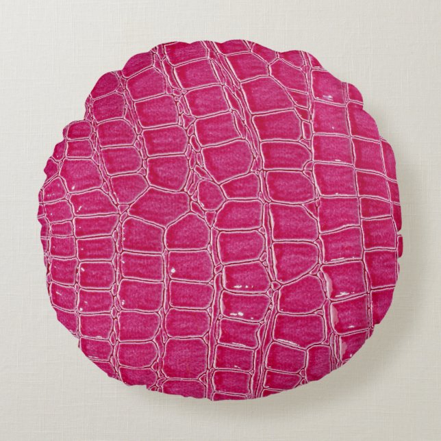 Cojín Redondo Textura con patrones de ligador rosa (Anverso)