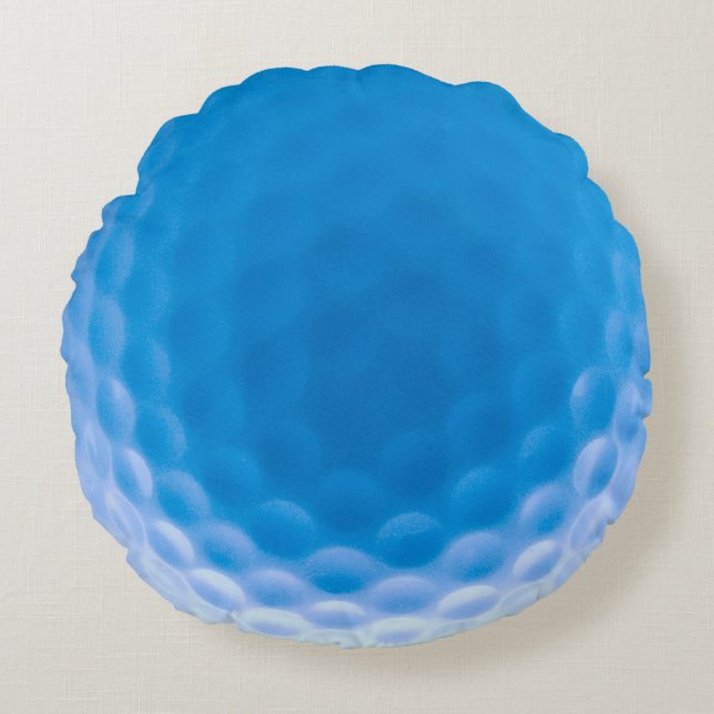 Cojín Redondo Textura de bola de golf Dimples Azul Ártico (Anverso)