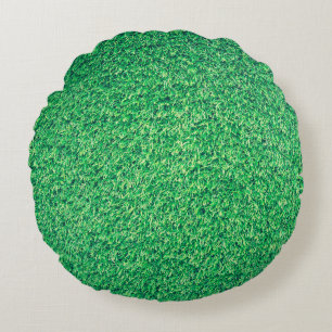 Cojín Redondo Textura de césped verde de campo