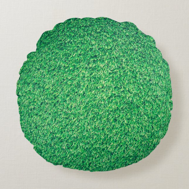Cojín Redondo Textura de césped verde de campo (Anverso)