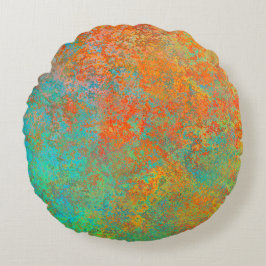 Cojín Redondo Textura de cobre y turquesa